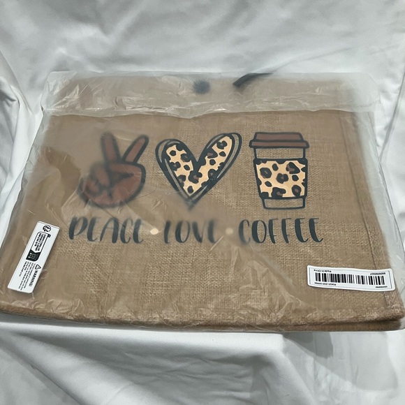 Burlap Tote with matching wristlet - Picture 2 of 6